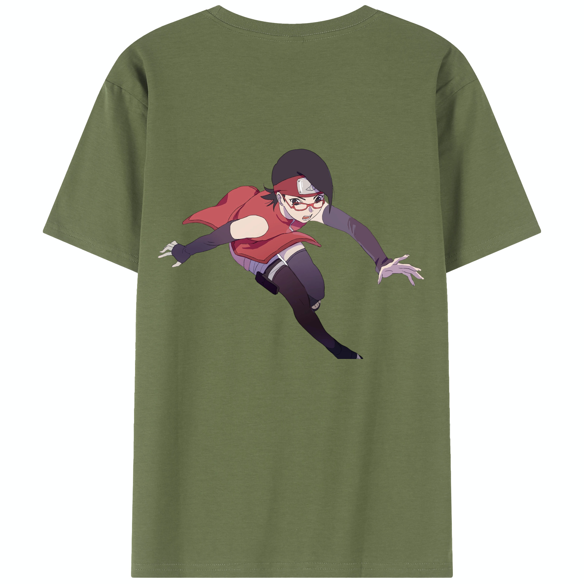 （画像用） NARUTO -ナルト- うちは サラダ Uchiha Sarada 綿100％半袖Tシャツ（背面プリント）
